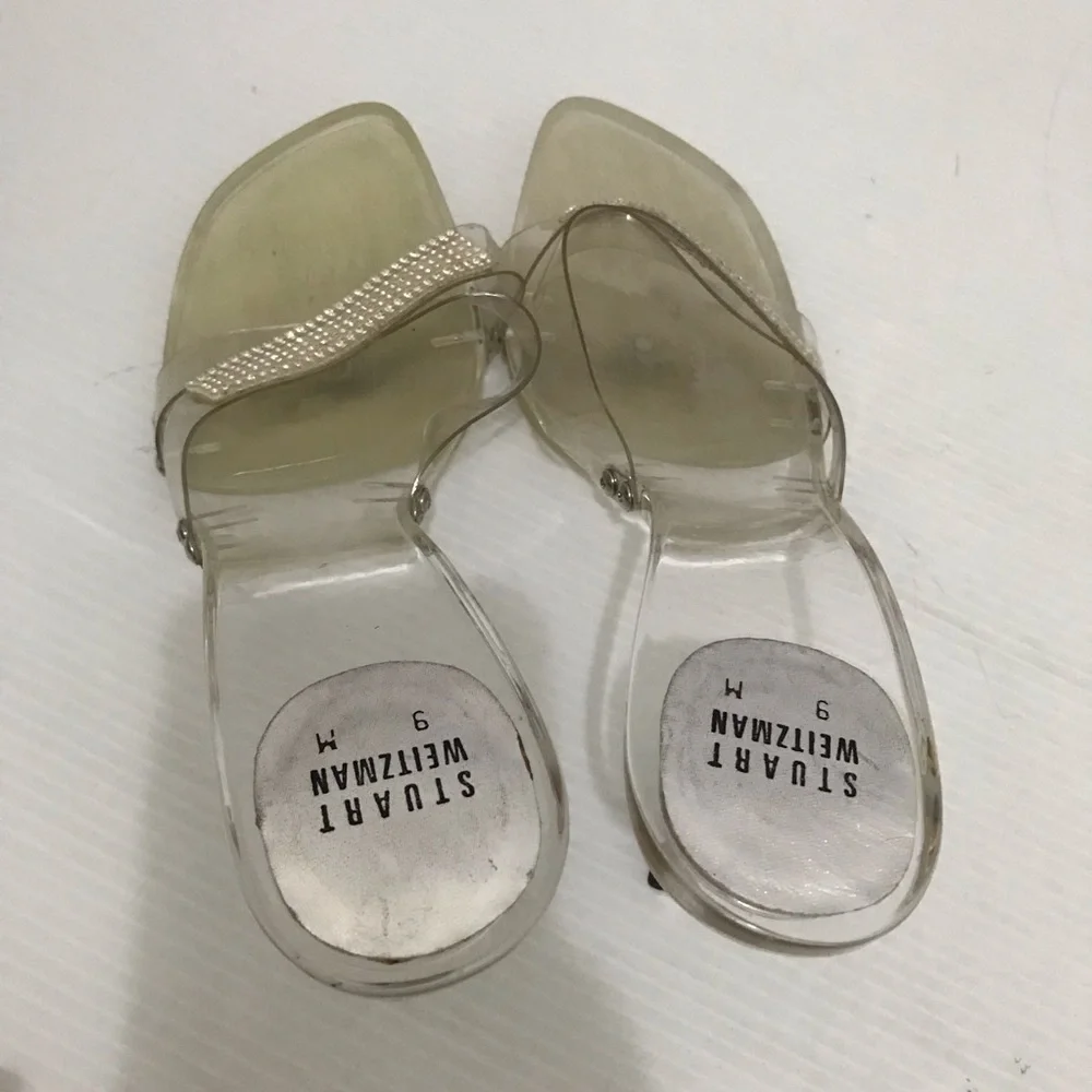 Stuart Weitzman Women's Clear Heel and Crystal Size 9M
